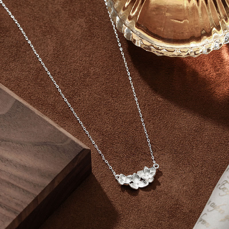 Buddha Stones 999スターリングシルバー製フラワー良縁祈願ネックレスペンダント - image 1