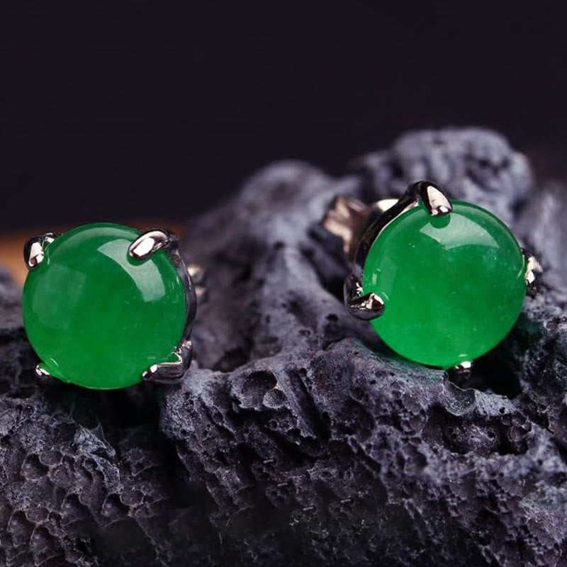 Buddha Stones 翡翠と925スターリングシルバーの豊穣イヤリング - image 8