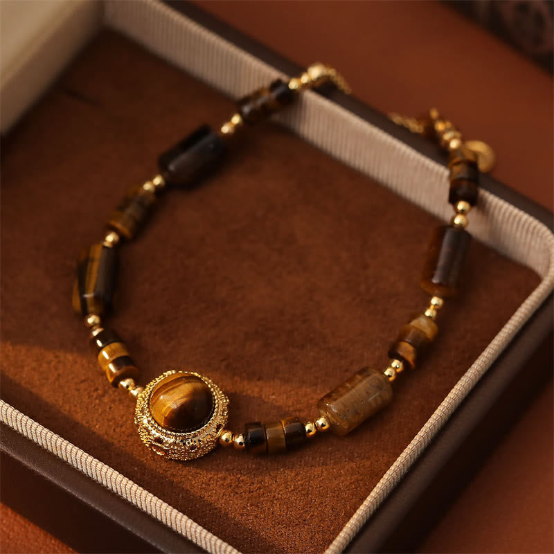 Buddha Stones 天然タイガーアイ製、保護力と強度を備えたチェーンブレスレット - image 2