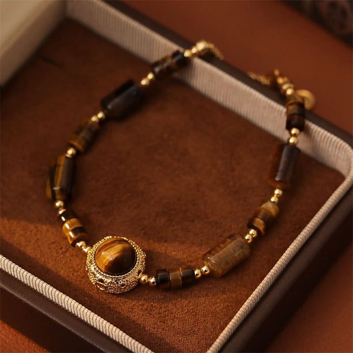 Buddha Stones 天然タイガーアイ製、保護力と強度を備えたチェーンブレスレット - image 2