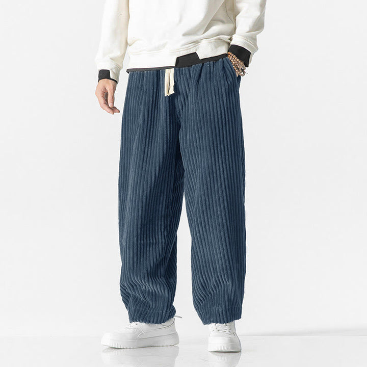 Buddha Stonesレトロ 冬 無地 メンズ ドローストリング コーデュロイ ハーレムパンツ ポケット付き - image 15