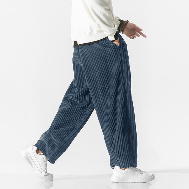 Buddha Stonesレトロ 冬 無地 メンズ ドローストリング コーデュロイ ハーレムパンツ ポケット付き - image 17