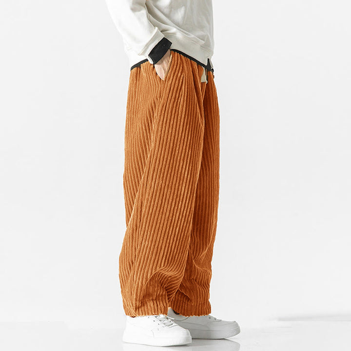 Buddha Stonesレトロ 冬 無地 メンズ ドローストリング コーデュロイ ハーレムパンツ ポケット付き - image 21
