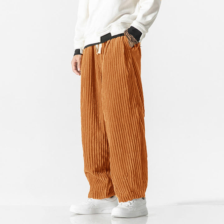 Buddha Stonesレトロ 冬 無地 メンズ ドローストリング コーデュロイ ハーレムパンツ ポケット付き - image 22