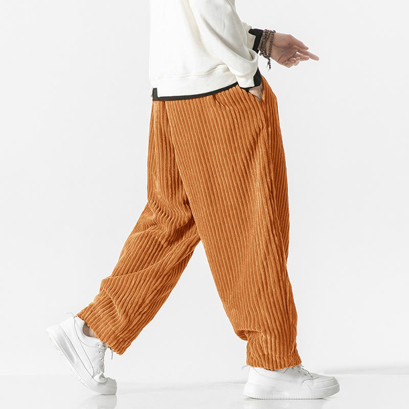 Buddha Stonesレトロ 冬 無地 メンズ ドローストリング コーデュロイ ハーレムパンツ ポケット付き - image 23