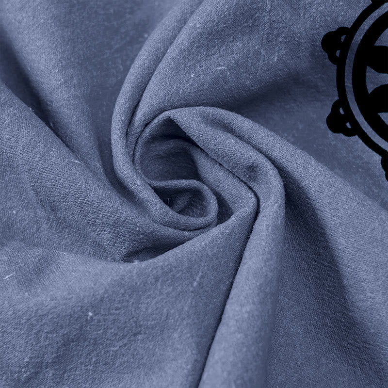 Buddha Stones 綿素材のカジュアルなダルマホイールロータス柄OMパターンレディースパンツ（ウエストゴム、ポケット付き） - image 3