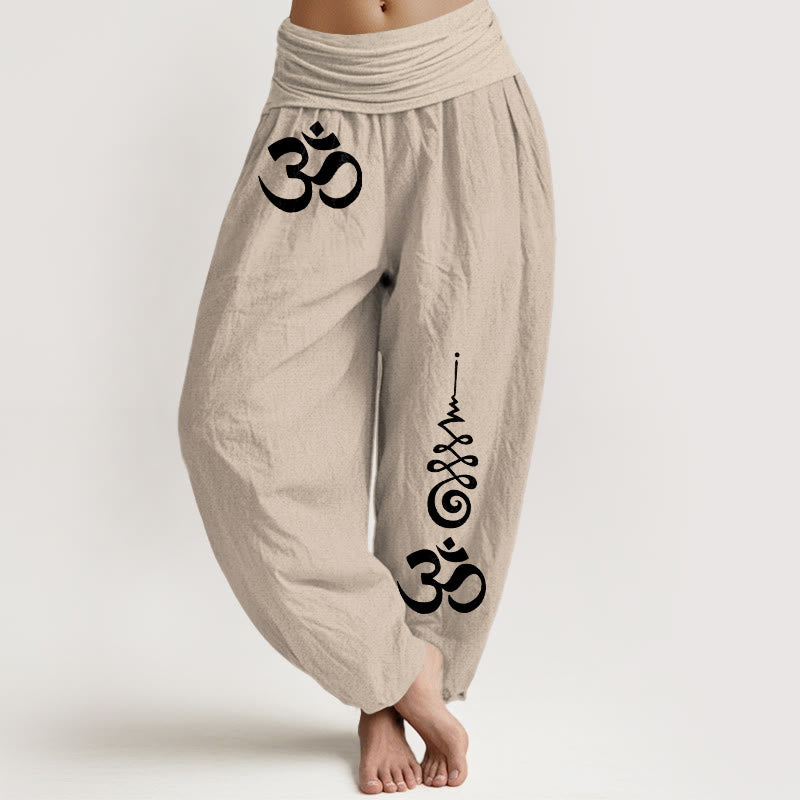 Buddha Stones コットンカームOMエナジーライン柄レディースゴムウエストハーレムパンツ - タン - US16、 UK/AU20、 EU48 (3XL) - image 11