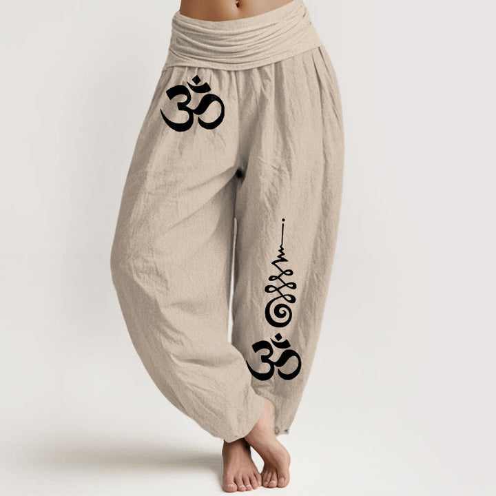 Buddha Stones コットンカームOMエナジーライン柄レディースゴムウエストハーレムパンツ - タン - US16、 UK/AU20、 EU48 (3XL) - image 11