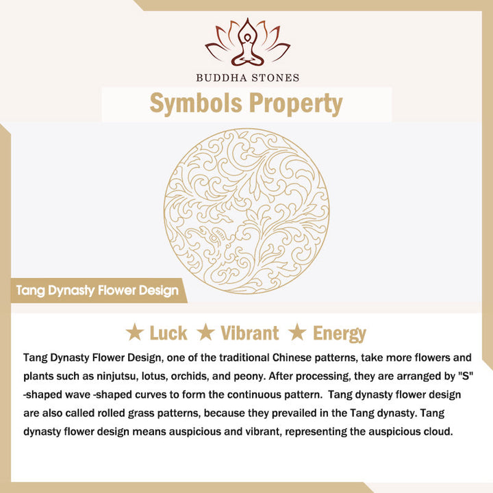 Buddha Stones チェーン付き銅製唐王朝風花柄編み込み幸運キューバンブレスレット - image 4