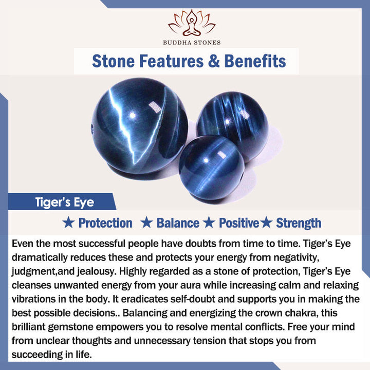 Buddha Stones タイガーアイ溶岩石ビーズ編み込みレザーブレスレット - image 5