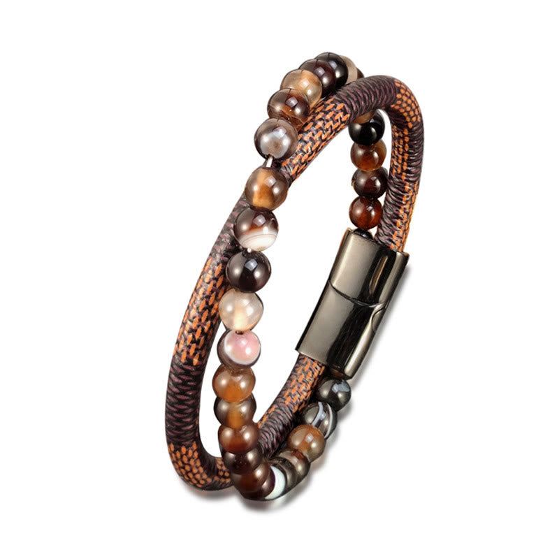 Buddha Stones サードニクス二重巻き編み込みレザー成就ブレスレット - image 4