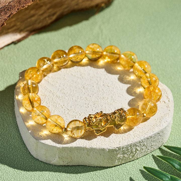 Buddha Stones 天然シトリン貔貅豊かさ守護ブレスレット - image 2