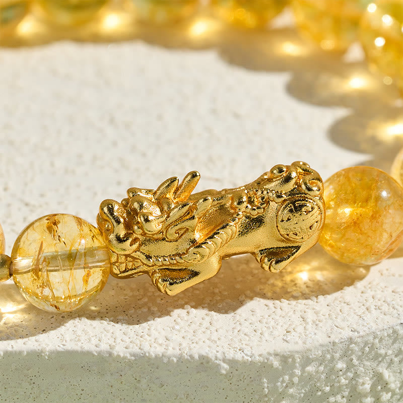 Buddha Stones 天然シトリン貔貅豊かさ守護ブレスレット - image 5