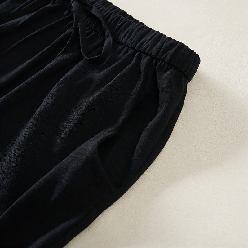 Buddha Stones シンプルなドローストリングデザインのレディースワイドレッグパンツ（ポケット付き） - image 10