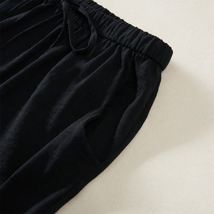 Buddha Stones シンプルなドローストリングデザインのレディースワイドレッグパンツ（ポケット付き） - image 10