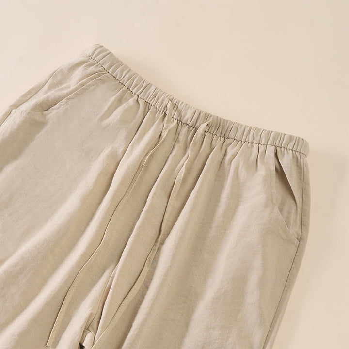 Buddha Stones シンプルなドローストリングデザインのレディースワイドレッグパンツ（ポケット付き） - image 15