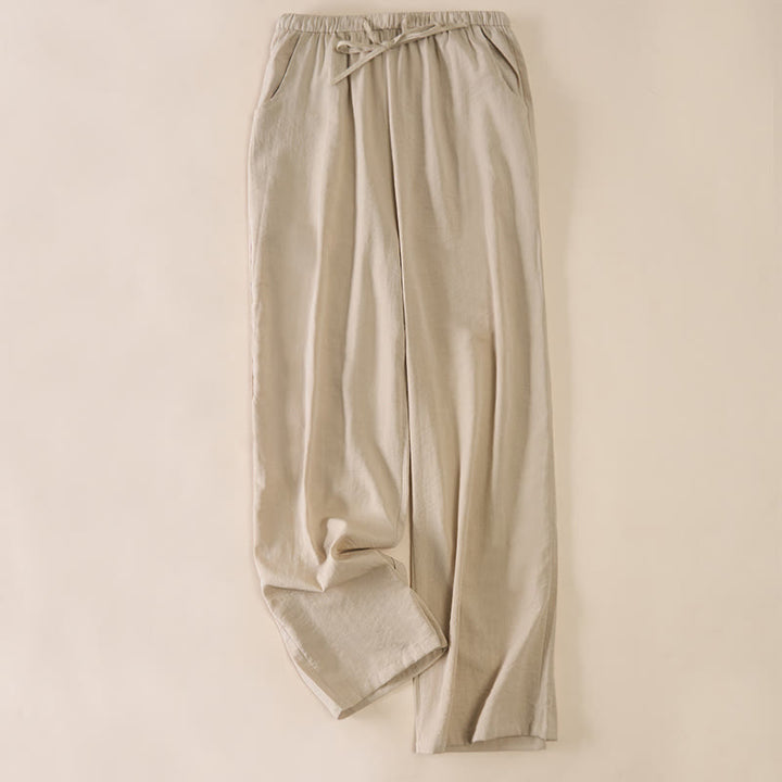Buddha Stones シンプルなドローストリングデザインのレディースワイドレッグパンツ（ポケット付き） - ベージュ - US6、 UK/AU10、 EU38 (XL) - image 13