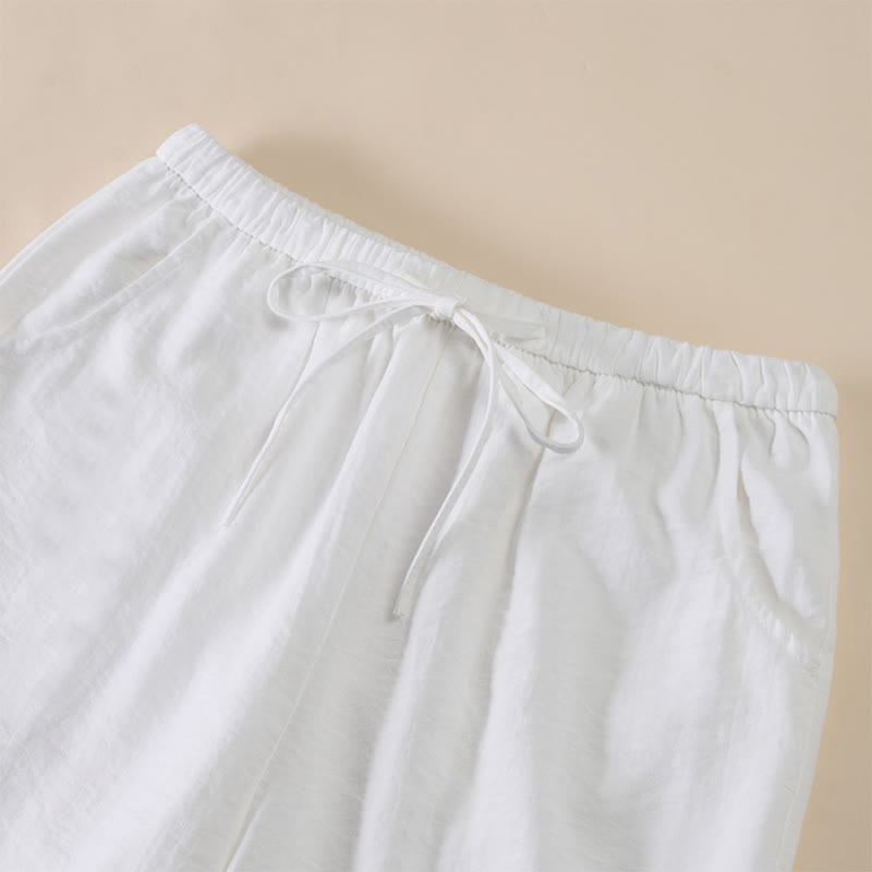 Buddha Stones シンプルなドローストリングデザインのレディースワイドレッグパンツ（ポケット付き） - image 20