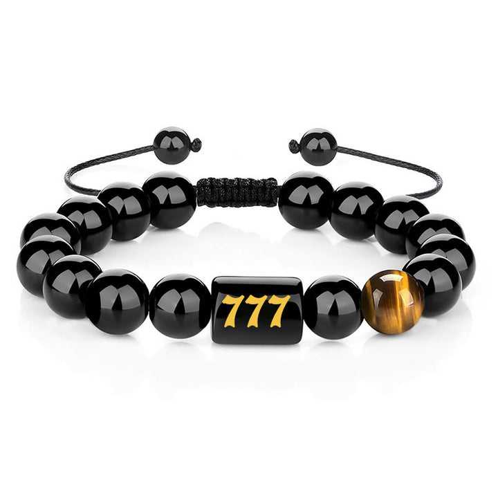 Buddha Stones エンジェルナンバー 天然ブラックオブシディアン タイガーアイ 強さと成就のブレスレット - 777（手首周り15～19cm） - image 24