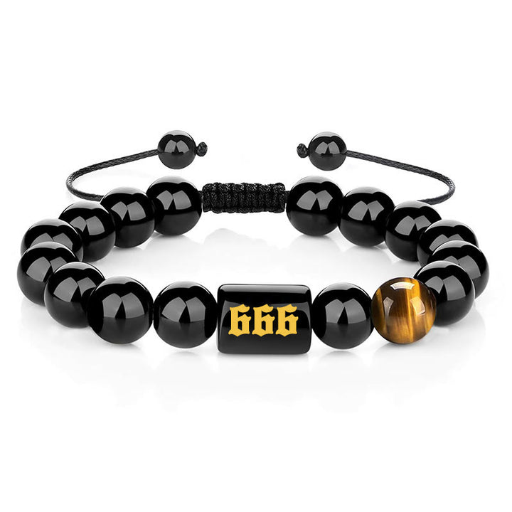 Buddha Stones エンジェルナンバー 天然ブラックオブシディアン タイガーアイ 強さと成就のブレスレット - 666（手首周り15～19cm） - image 22