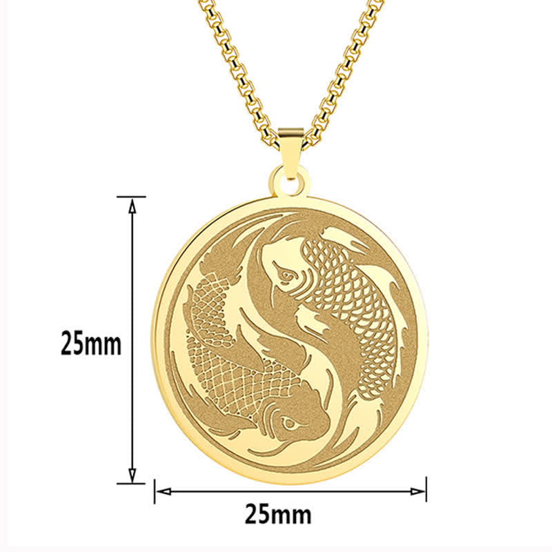 Buddha Stones ステンレススチール製ダブル鯉成就ネックレスペンダント - image 3