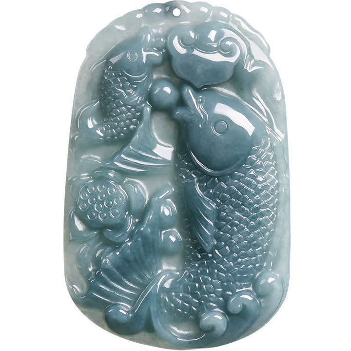 Buddha Stones 天然翡翠彫刻 双鯉ロープ豊かさネックレスペンダント - image 10