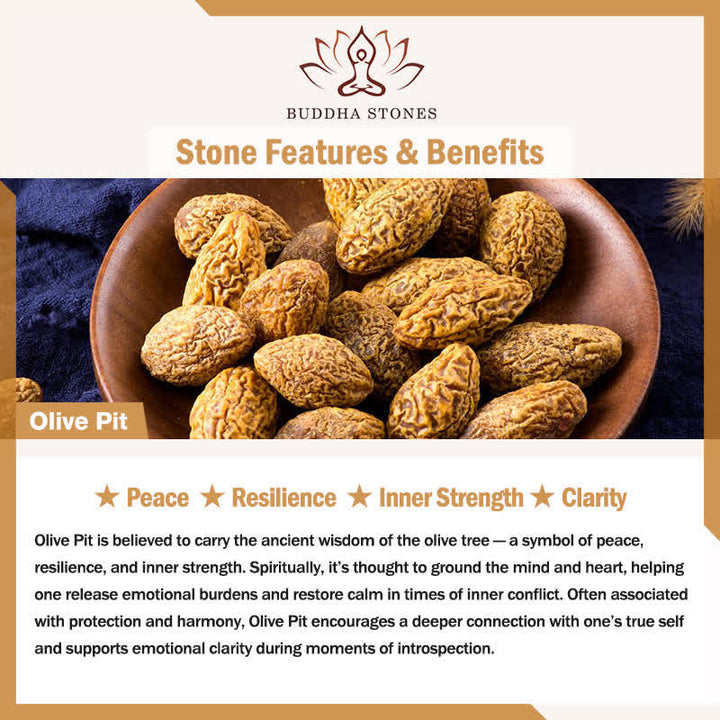 Buddha Stones 天然オリーブの種入りペリドット竹製デザイン守護ブレスレット - image 6