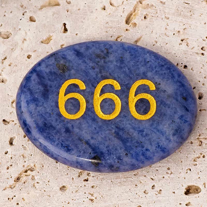 Buddha Stones エンジェルナンバー ホワイトクリスタル レッドジャスパー ピンククリスタル グリーンアベンチュリン 瞑想用パームストーン - エンジェルナンバー666＆ソーダライト 4.5×3.5×0.7cm - image 20