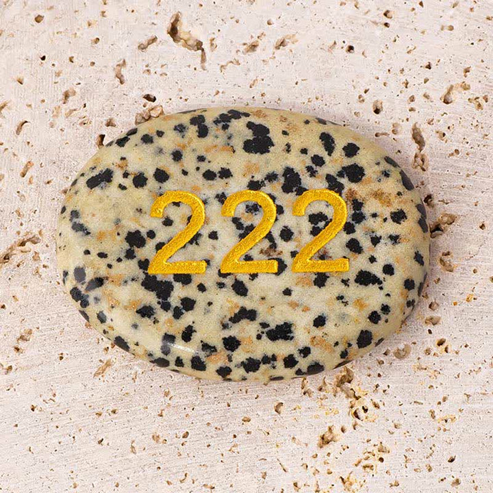 Buddha Stones エンジェルナンバー ホワイトクリスタル レッドジャスパー ピンククリスタル グリーンアベンチュリン 瞑想用パームストーン - エンジェルナンバー222＆ダルメシアンジャスパー 4.5×3.5×0.7cm - image 8