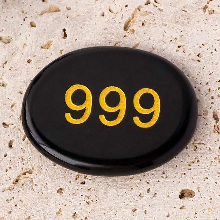 Buddha Stones エンジェルナンバー ホワイトクリスタル レッドジャスパー ピンククリスタル グリーンアベンチュリン 瞑想用パームストーン - 999エンジェルナンバー＆ブラックオブシディアン 4.5×3.5×0.7cm - image 29