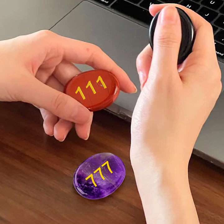 Buddha Stones エンジェルナンバー ホワイトクリスタル レッドジャスパー ピンククリスタル グリーンアベンチュリン 瞑想用パームストーン - image 33