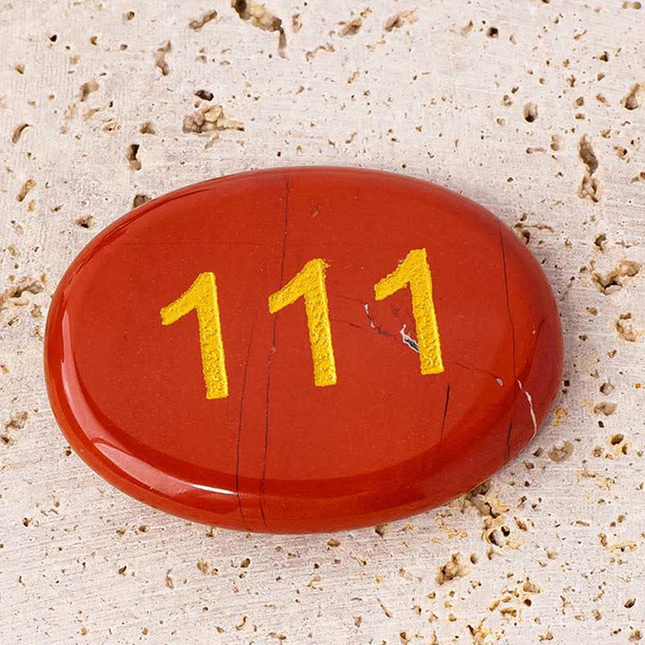 Buddha Stones エンジェルナンバー ホワイトクリスタル レッドジャスパー ピンククリスタル グリーンアベンチュリン 瞑想用パームストーン - エンジェルナンバー111＆レッドジャスパー 4.5×3.5×0.7cm - image 4