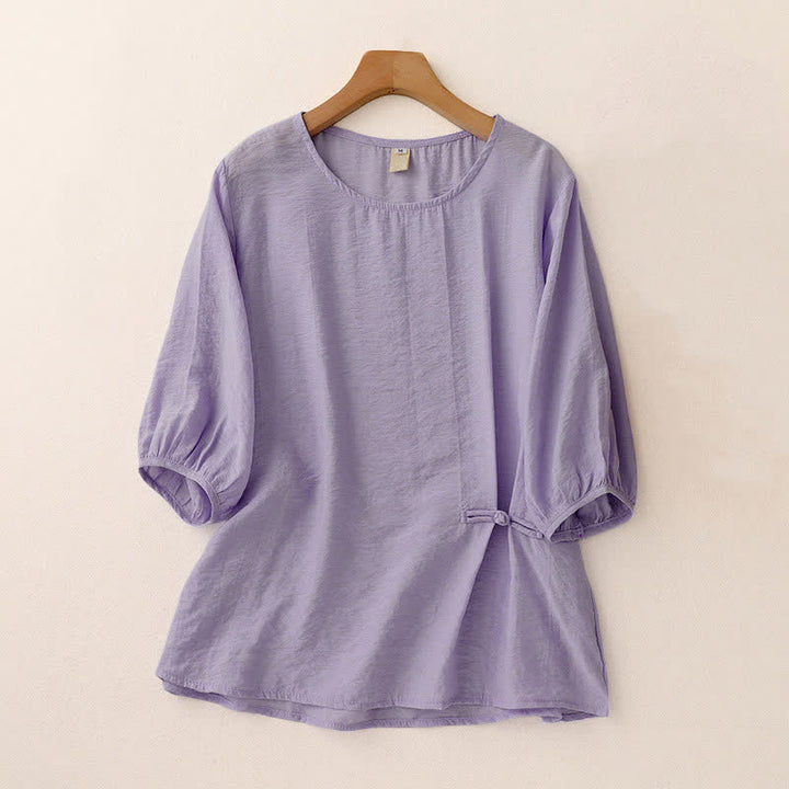 Buddha Stones 無地 カエルボタンデザイン パフスリーブ 半袖 レディースTシャツ - ミディアムパープル - US8-10，UK/AU12-14，EU40-42 (2XL) - image 14