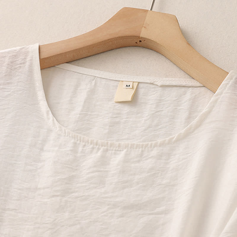 Buddha Stones 無地 カエルボタンデザイン パフスリーブ 半袖 レディースTシャツ - image 8