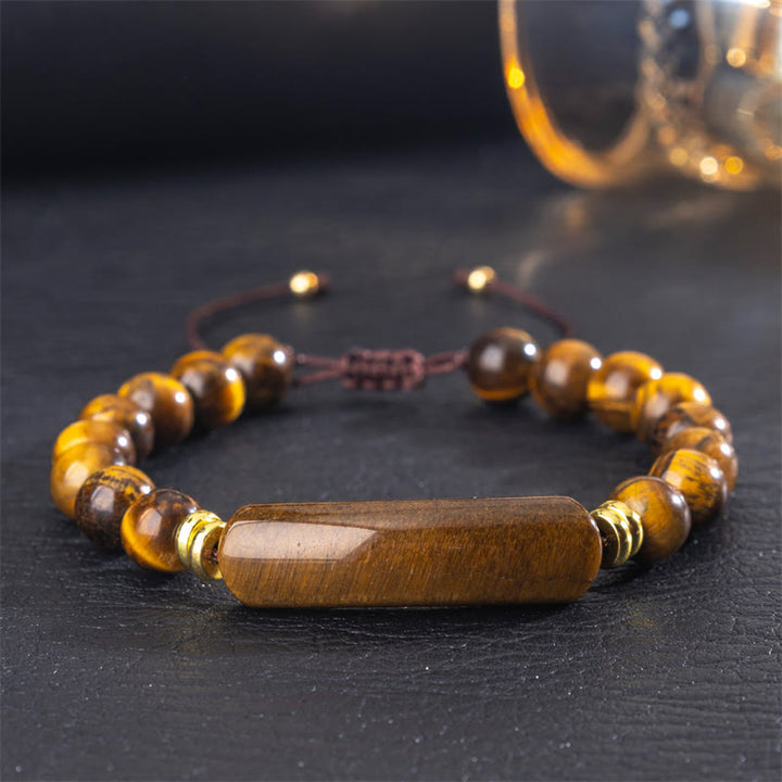 Buddha Stones アメジストグリーンアベンチュリンタイガーアイストロベリークォーツポジティブトランスフォーメーションブレスレット - タイガーアイ（手首周り14～18cm） - image 7