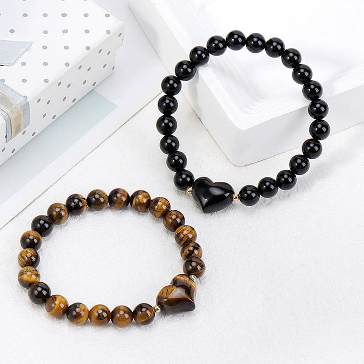 Buddha Stones 天然アメジスト、グリーンアベンチュリン、タイガーアイ、ストロベリークォーツ、ラブハートスピリチュアルブレスレット - image 44