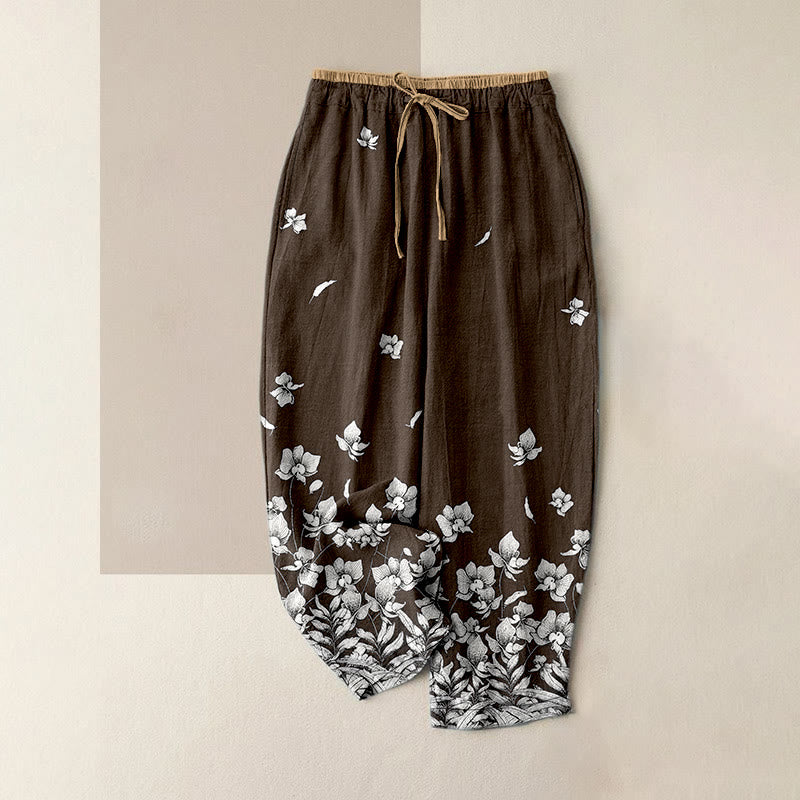 Buddha Stones 純綿花柄レディースゴムウエストパンツ（ポケット付き） - サドルブラウン - US16、 UK/AU20、 EU48 (3XL) - image 4