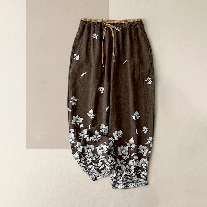 Buddha Stones 純綿花柄レディースゴムウエストパンツ（ポケット付き） - サドルブラウン - US16、 UK/AU20、 EU48 (3XL) - image 4