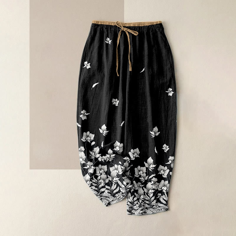 Buddha Stones 純綿花柄レディースゴムウエストパンツ（ポケット付き） - 黒 - US16、 UK/AU20、 EU48 (3XL) - image 8