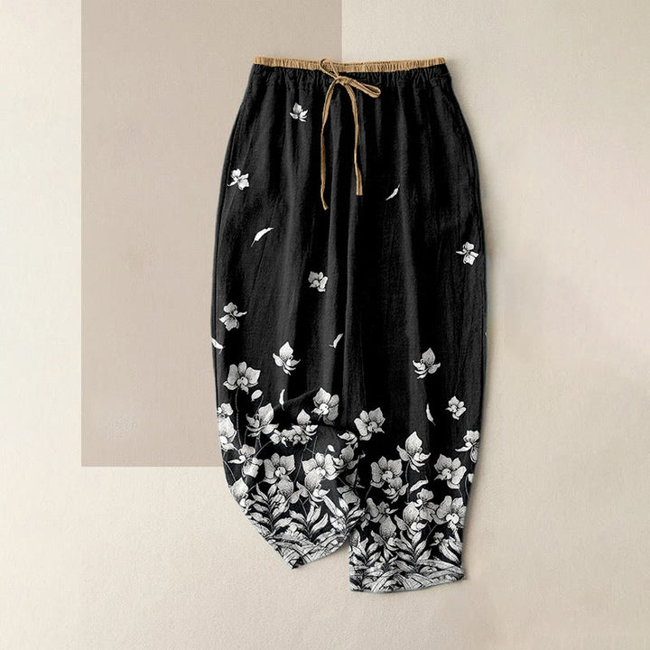 Buddha Stones 純綿花柄レディースゴムウエストパンツ（ポケット付き） - 黒 - US16、 UK/AU20、 EU48 (3XL) - image 8