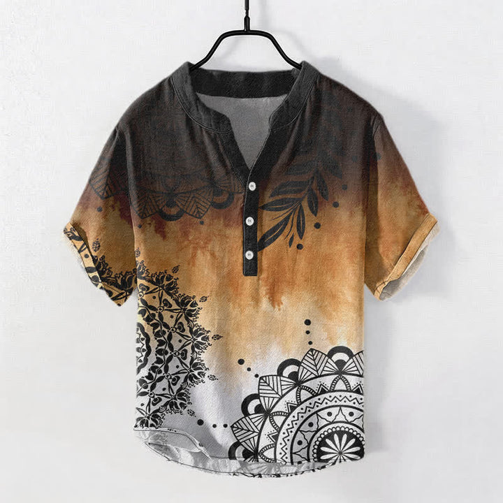 Buddha Stones コットン製マンダラ柄メンズ半袖ハーフボタンシャツ - ペルー - US/UK/AU50、EU60（5XL） - image 7
