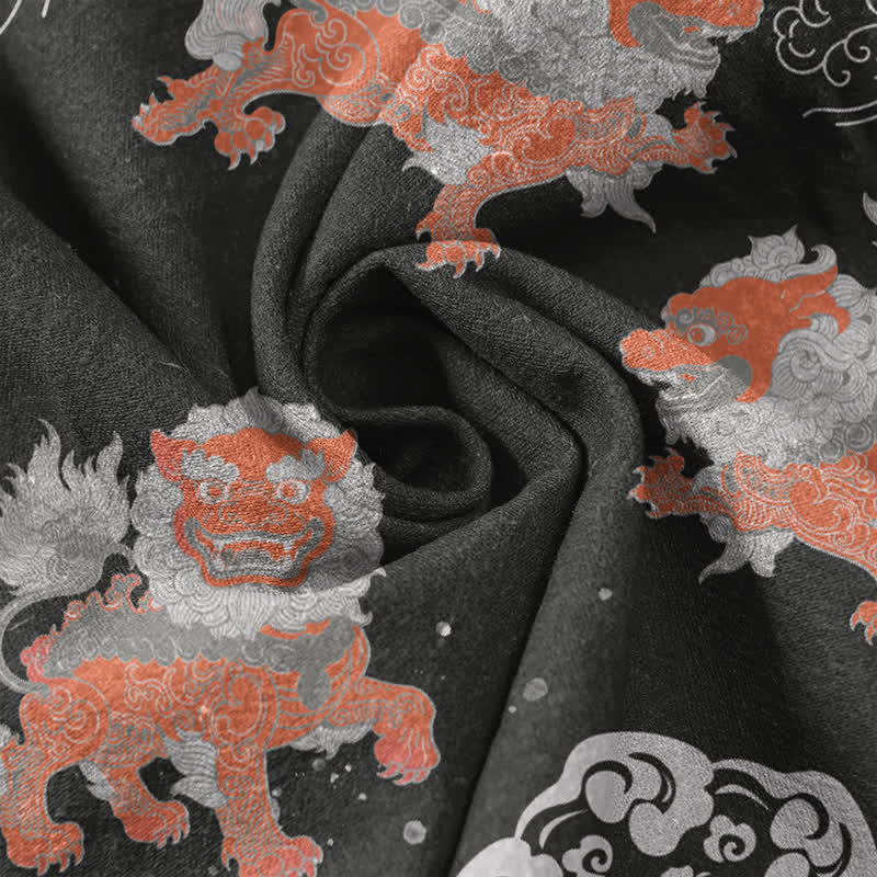 Buddha Stones コットンライオンウェーブスクラウドメンズ半袖シャツ軽量リゾートボックスフィット - image 4