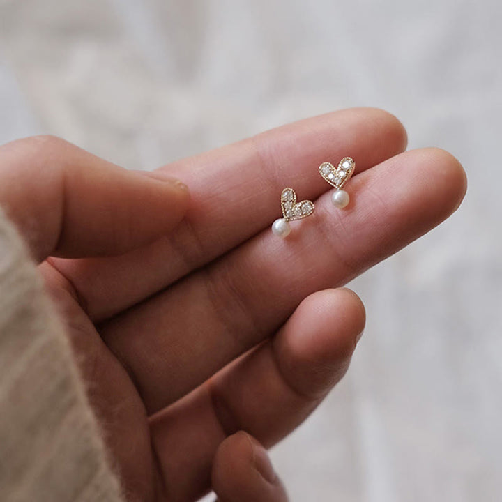 Buddha Stones 925スターリングシルバーにゴールドのハートデザインを施した、誠実さを象徴するイヤリング - image 4