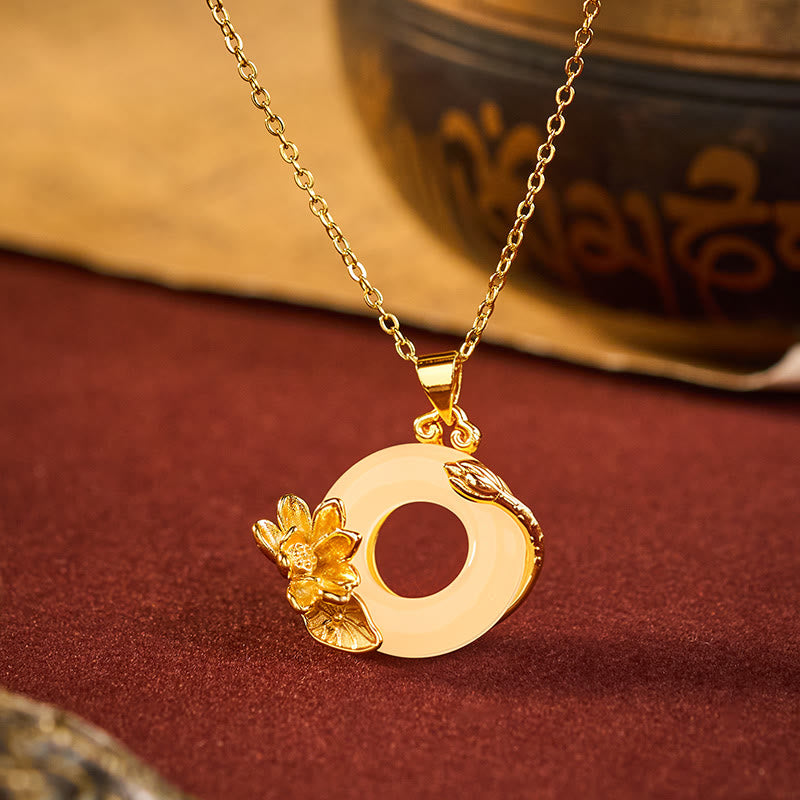 Buddha Stones ロータス平和のお守りチャームピースネックレスペンダント - ロータス平和のお守りチャーム - image 0