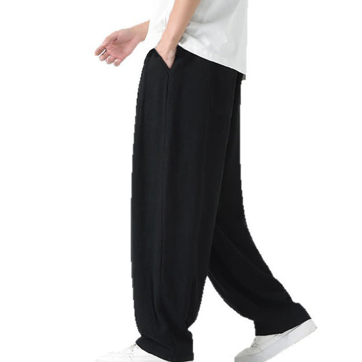 Buddha Stones 夏用ドローストリング付きアンクル丈無地メンズストレートレッグパンツ - image 25