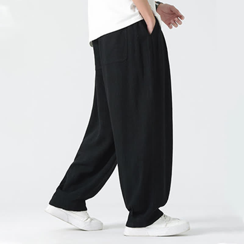 Buddha Stones 夏用ドローストリング付きアンクル丈無地メンズストレートレッグパンツ - image 22