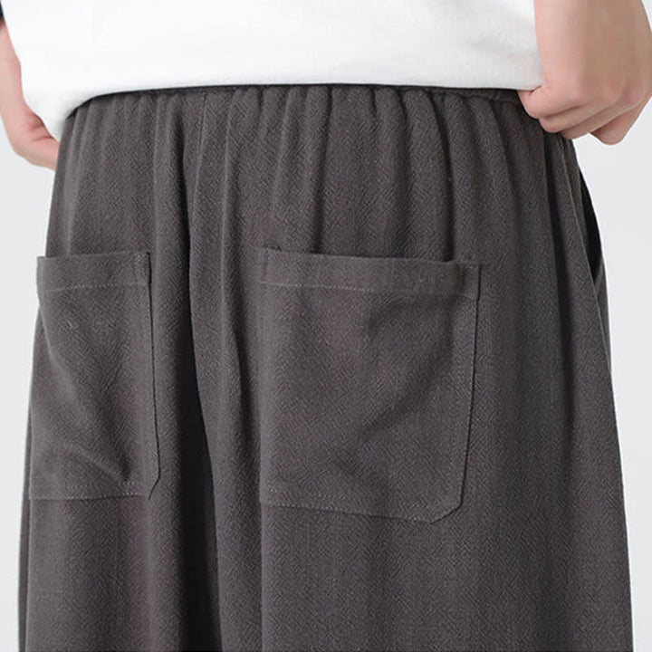Buddha Stones 夏用ドローストリング付きアンクル丈無地メンズストレートレッグパンツ - image 15