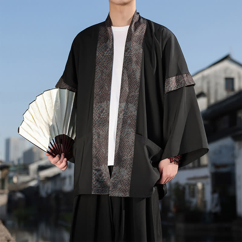 Buddha Stones 夏向けカジュアル 禅風ラペルカラー メンズ 肘丈袖着物 - 緑 - US/UK/AU46、 EU56 (5XL) - image 1