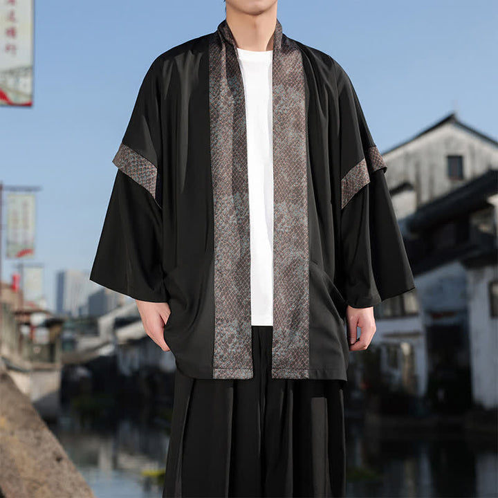Buddha Stones 夏向けカジュアル 禅風ラペルカラー メンズ 肘丈袖着物 - image 5