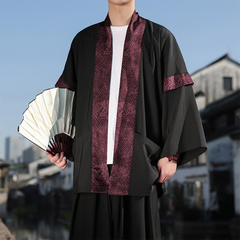 Buddha Stones 夏向けカジュアル 禅風ラペルカラー メンズ 肘丈袖着物 - image 0